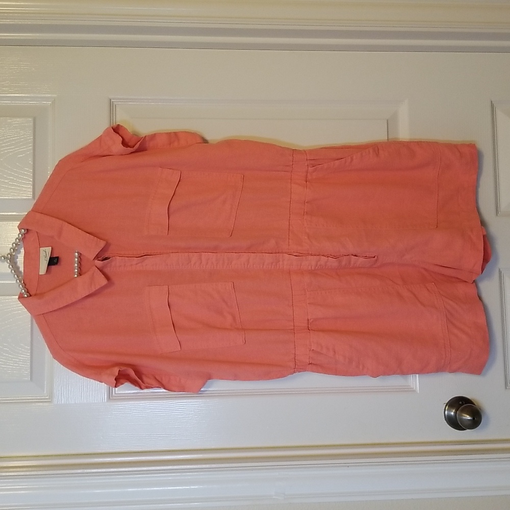 Universal Thread Womens Coral Pink Linen Blend Shortsleeve Romper Shorts Size 14 - Picture 2 of 11